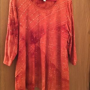 Asymmetrical hem dark orange DressBarn top size 2x.